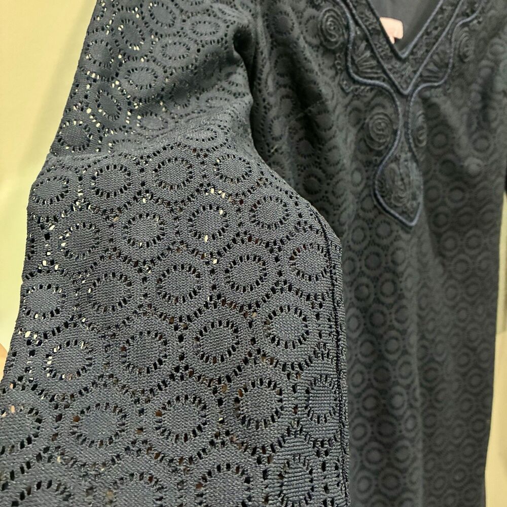 Lilly Pulitzer Alden Navy Eyelet Lace Shift Dress Sm Bell Sleeve Resort Preppy - Picture 8 of 12